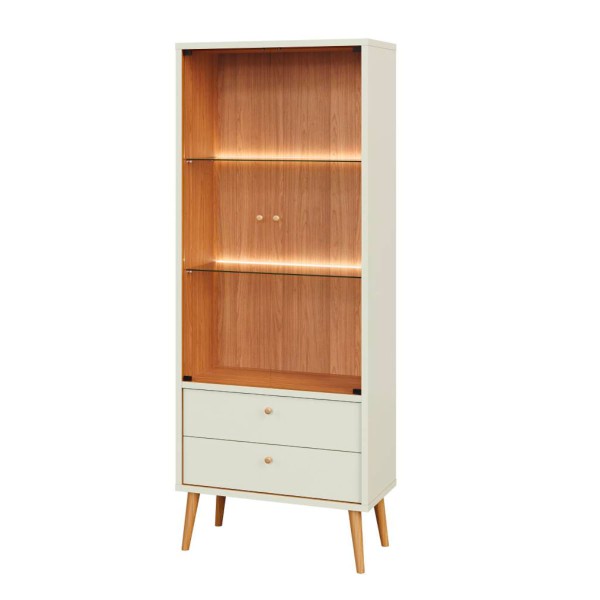 Cristaleira 2 Portas em Vidro com LED White Freijó 75x189x36 Dalla Costa