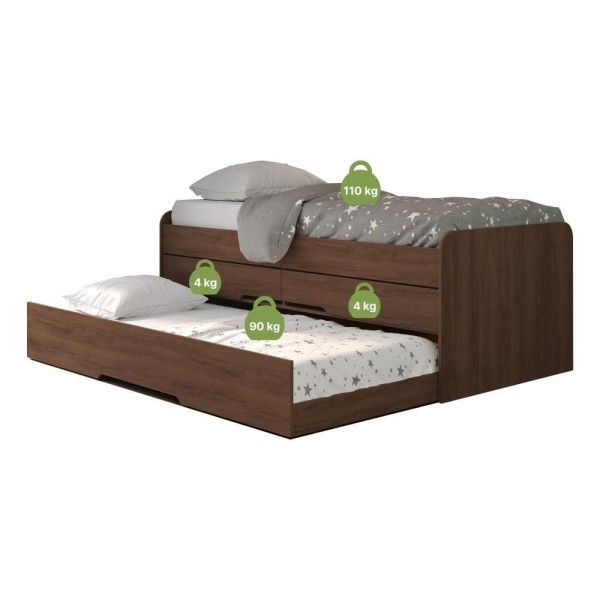 Encontraproduto.com.br - Cama De Solteiro Dupla Mdf Com Bau E 2 Gavetas Juliette Shop Jm Jacaranda