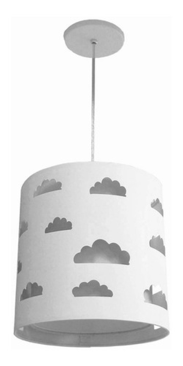 Encontraproduto.com.br - Pendente Nuvens Duplo Infantil Bivolt Tom Luz Iluminação Cinza-branco