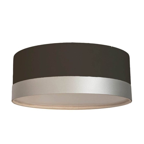 Luminária De Teto Plafon De Sobrepor Preto/Faixa Prata