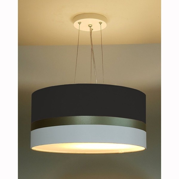 Encontraproduto.com.br - Pendente De Teto Led 30x15cm Faixa Dupla Tom Luz Iluminação Preto-bronze-branco