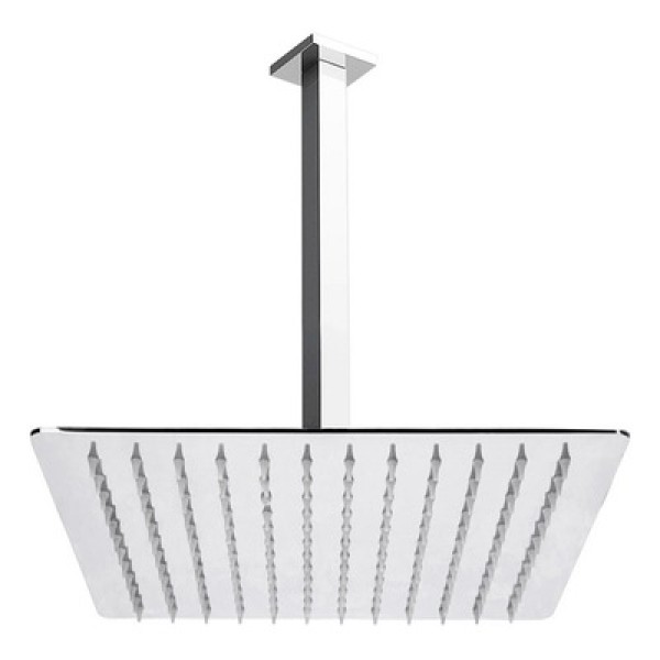Ducha De Teto Quadrada 30X30 Inox Preto Borda Fina Braço Redondo Maximametais