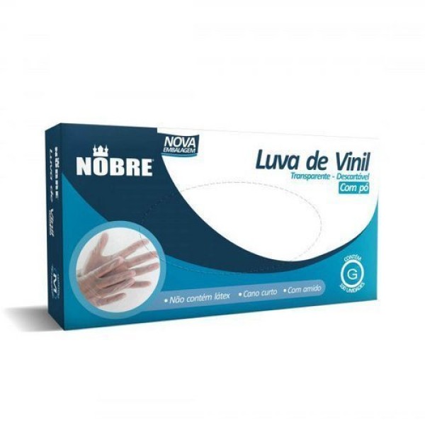 Encontraproduto.com.br - Luvas De Vinil Com Pó 100 Unidades Tamanho g - Nobre