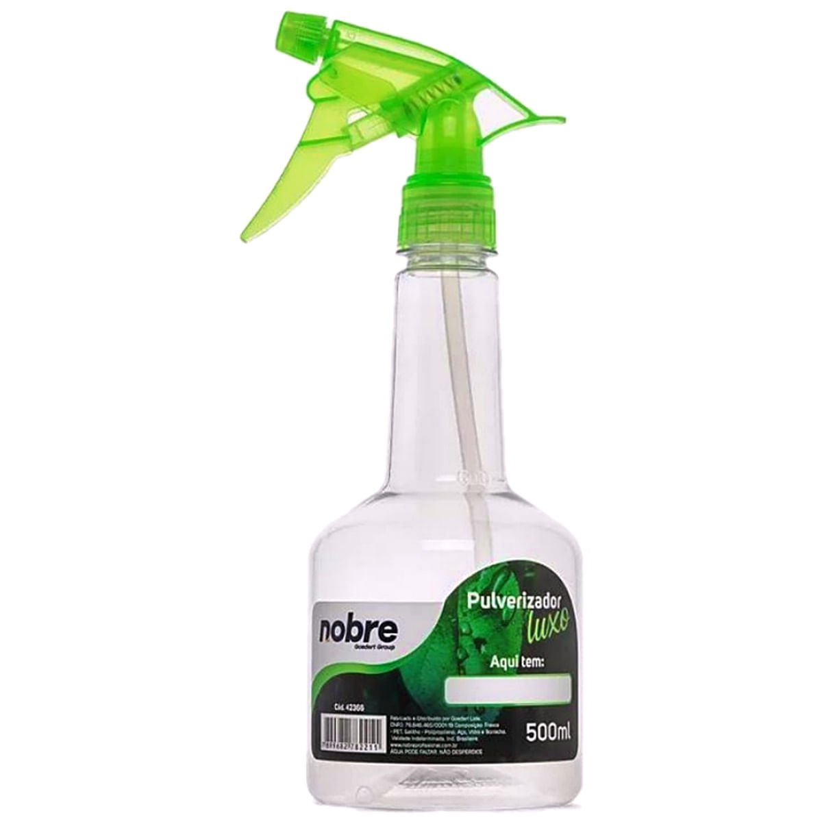 Encontraproduto.com.br - Pulverizador Nobre Translucido Gatilho Verde Reforçado 500ml - unidade