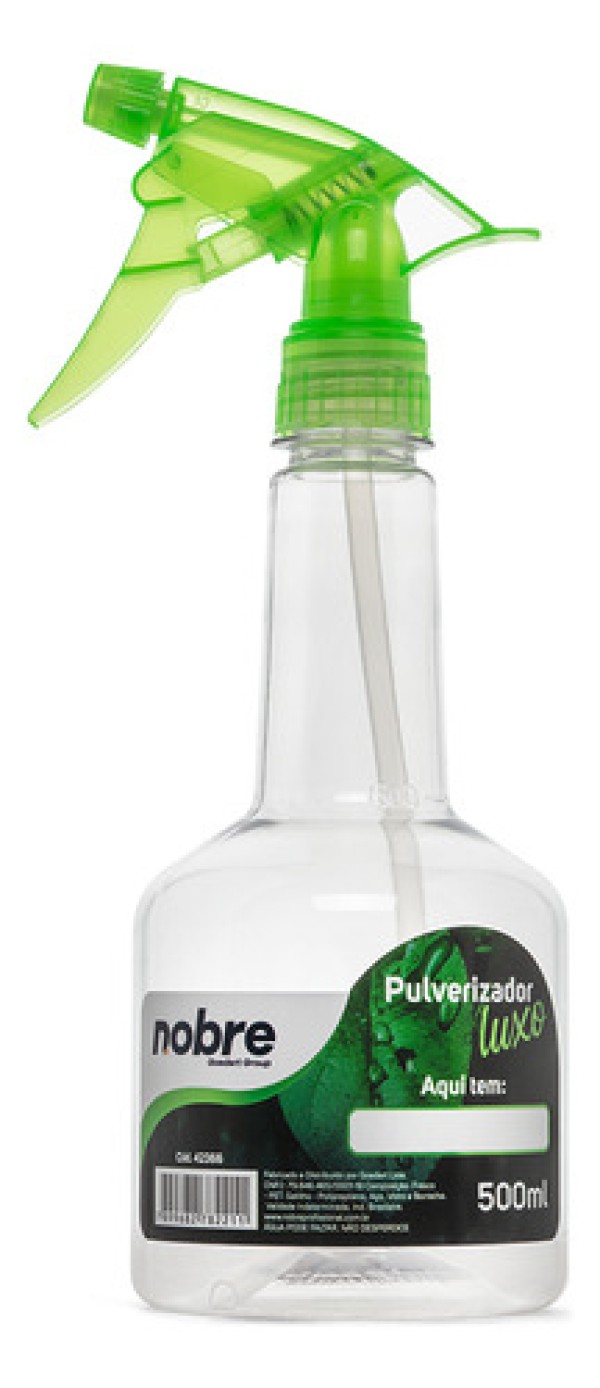 Encontraproduto.com.br - Pulverizador Nobre Translucido Gatilho Verde Reforçado 500ml - unidade