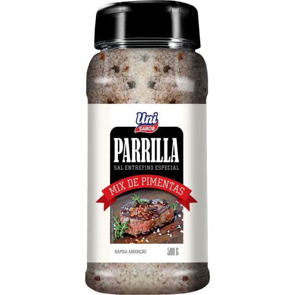 Encontraproduto.com.br - Sal de Parrilla Uni Sabor Mix de Pimentas 500g