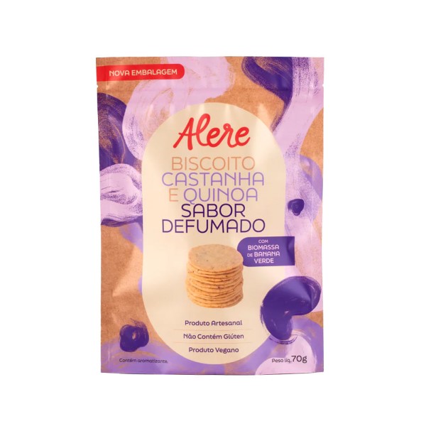Biscoito Nutricional Castanha E Quinoa Defumado Sem GlÃºten Alere Gourmet 70g