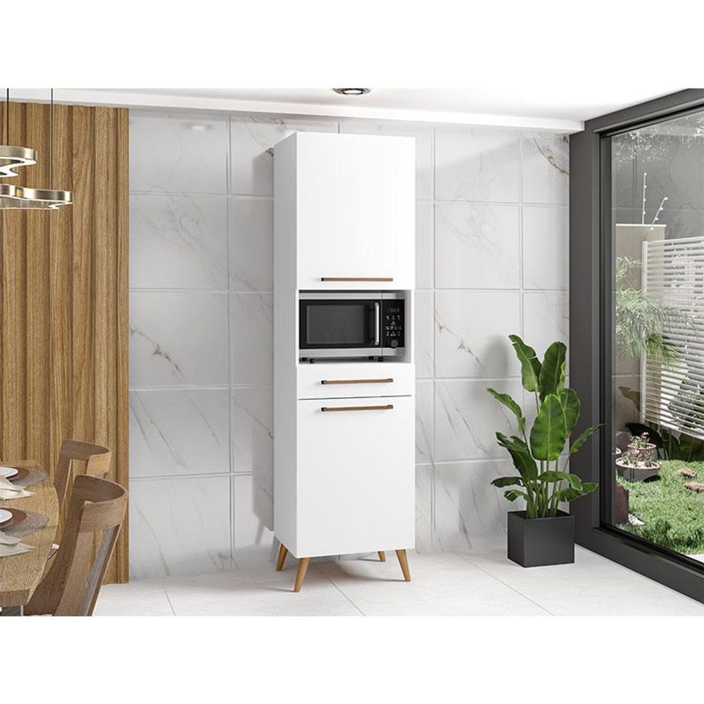 Encontraproduto.com.br - Paneleiro Duplo Para Micro-ondas Favorita Branco Lacca Branco