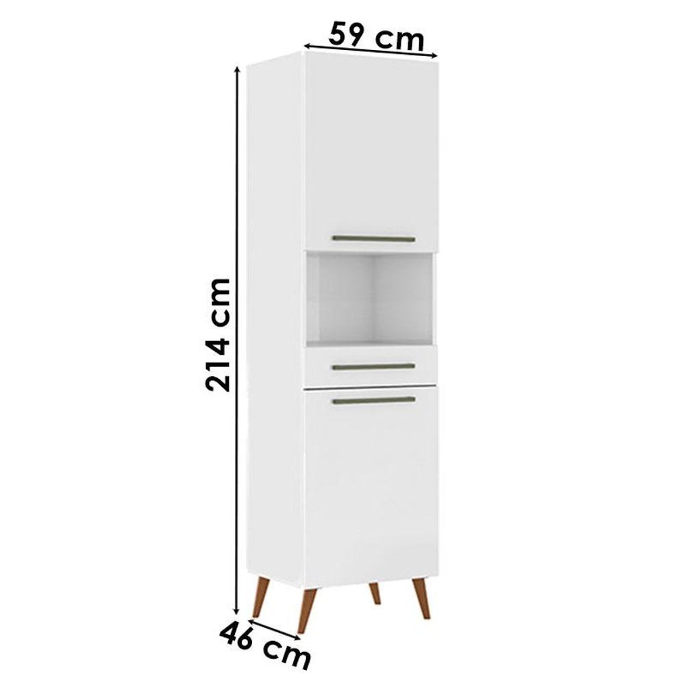 Encontraproduto.com.br - Paneleiro Duplo Para Micro-ondas Favorita Branco Lacca Branco
