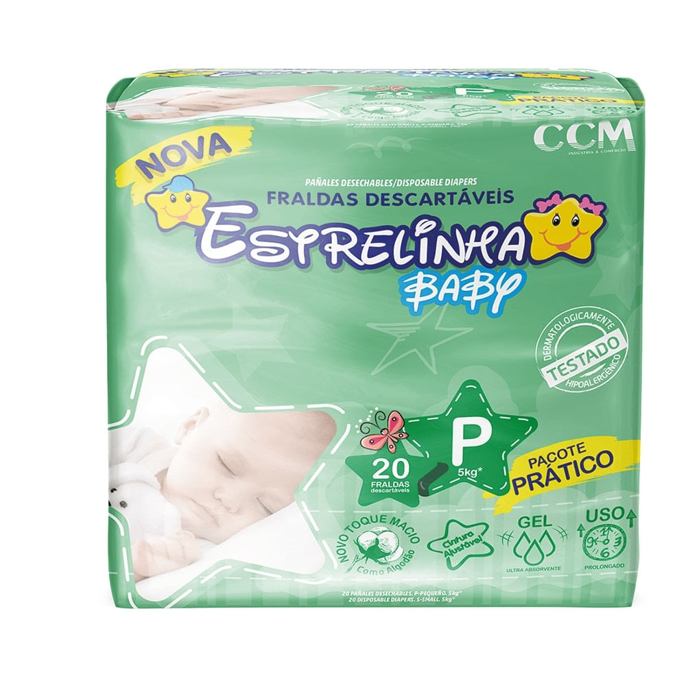 Fralda Estrelinha Pratico P com 20 unidades
