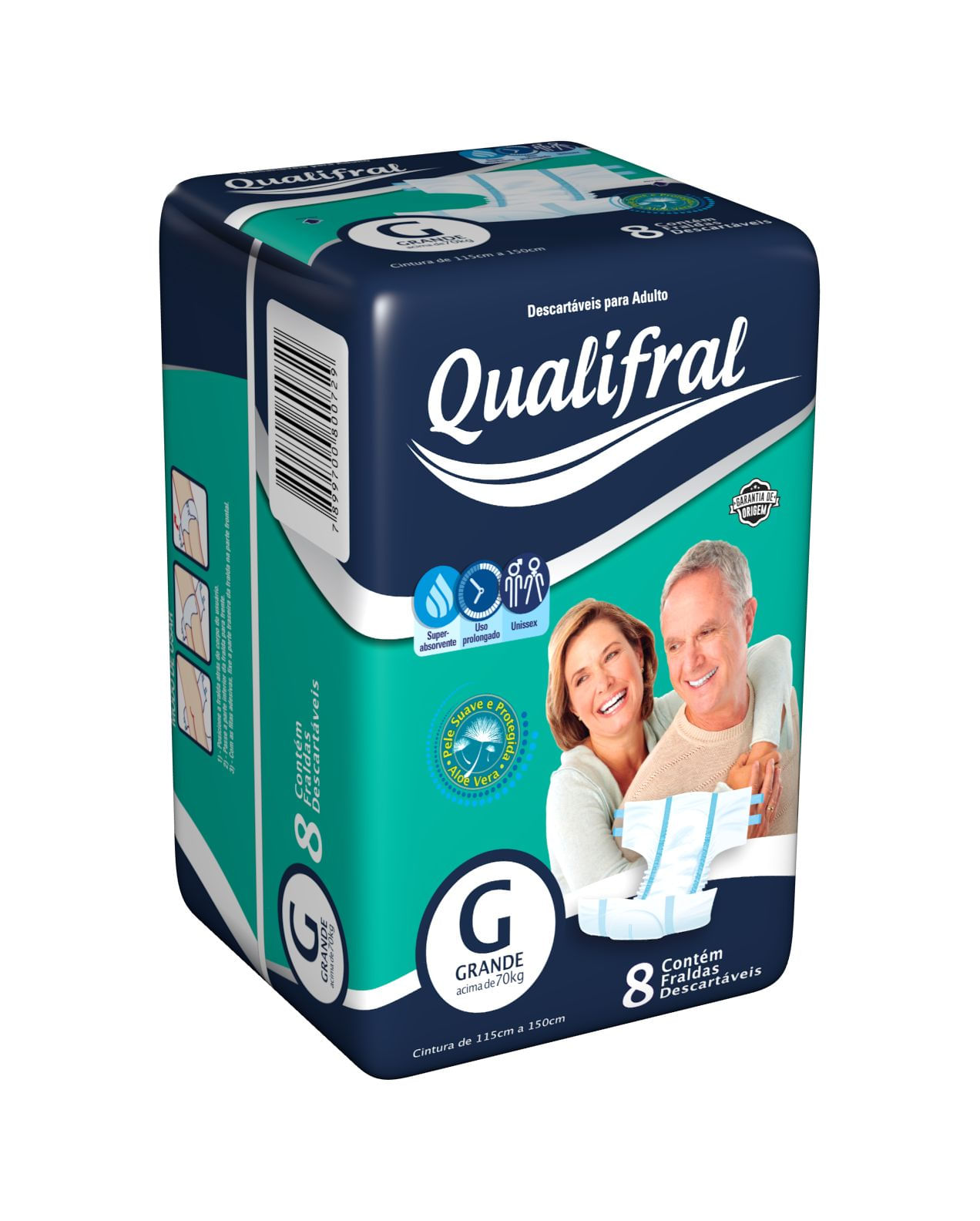 Fralda Geriátrica Qualifral Regular G Com 8 unidades