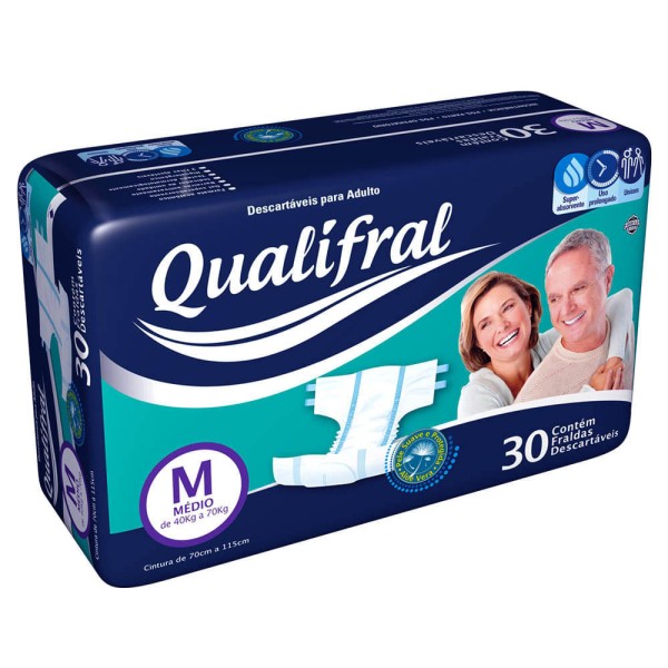 Fralda Geriátrica Tamanho M 30 Unidades Qualifral