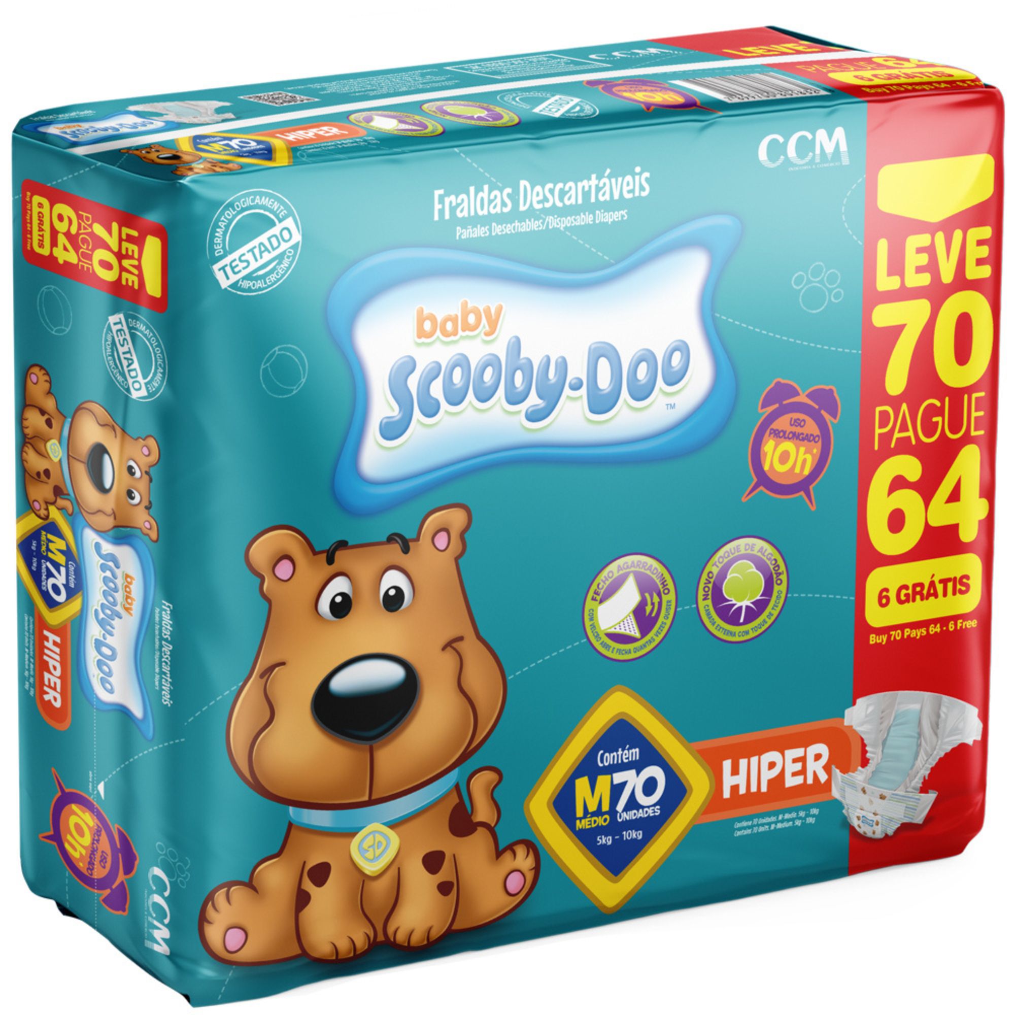 Encontraproduto.com.br - Fralda Scooby Doo Hiper M Com 70 Unidades