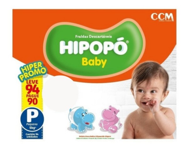 Fralda descartável Hipopó Baby Hiper Promo tamanho G 74 unidades