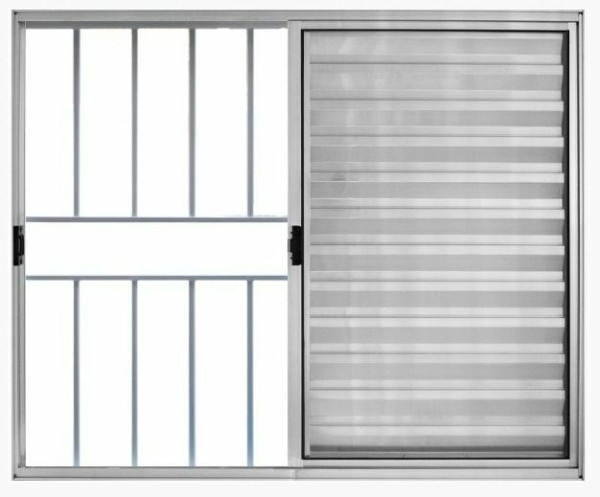Encontraproduto.com.br - Veneziana 3 Folhas de Correr C/Grade 1.00 X 1.50 Aluminio Branco Linha Modular - Hale