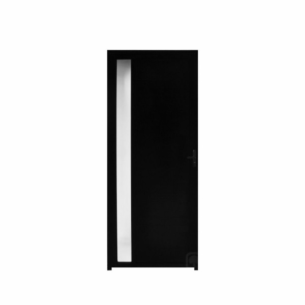 Porta Lambril 0.90 X 2.10 Com Visor Aluminio Preto Lado Direito - Hale