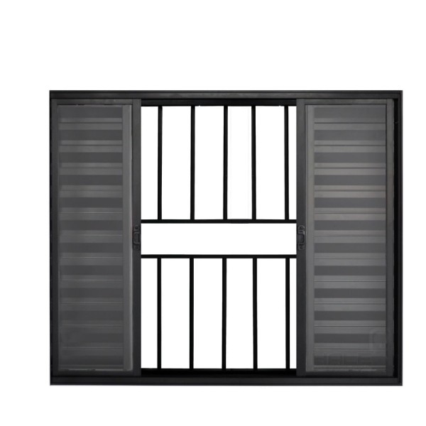 Encontraproduto.com.br - Veneziana 6 Folhas de Correr C/Grade 1.00 X 1.50 Aluminio Preto Linha Modular - Hale