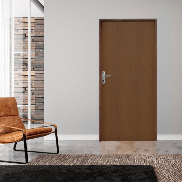 Encontraproduto.com.br - Kit Porta De Madeira 210X82Cm Batente 9Cm Fechadura Alavanca Comum Interna Imbuia