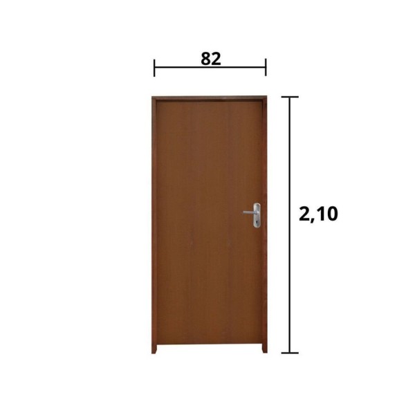 Encontraproduto.com.br - Kit Porta De Madeira 210X82Cm Batente 9Cm Fechadura Alavanca Comum Interna Imbuia