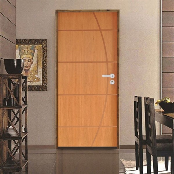 Kit Porta De Madeira 210X72Cm Batente 11Cm Fechadura Stilo Cromada Externa 5 Imbuia