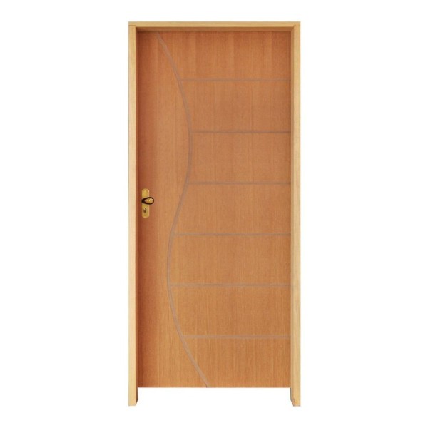 Kit Porta De Madeira 210X82Cm Batente 11Cm Fechadura Taco De Golf Externa 12 Imbuia