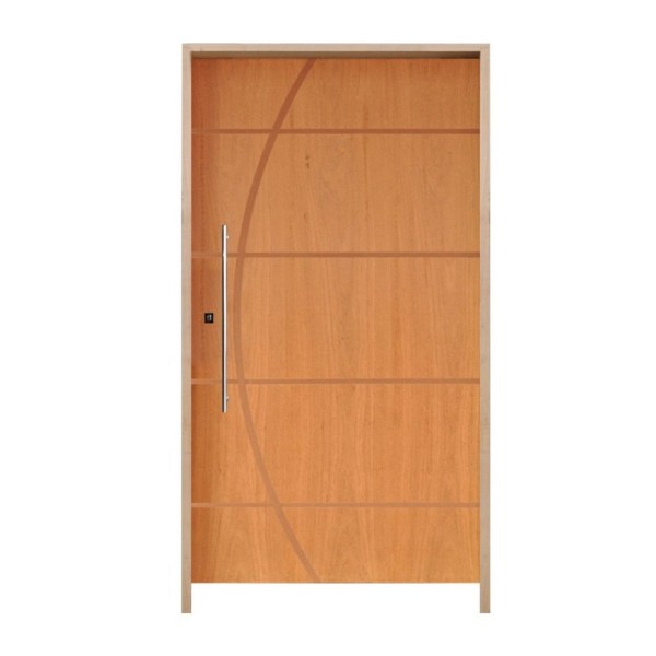 Encontraproduto.com.br - Kit Porta De Madeira Pivotante 210X140Cm Batente 14Cm Fechadura 803 Rolete Externa 5 Imbuia
