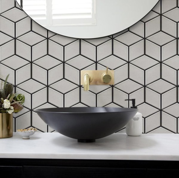 Adesivo de Azulejo Lavável Grudado Elegant Diamond Com 2 Folhas 45x60cm