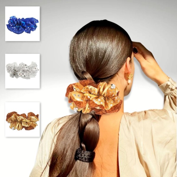 Kit com 12 Unidades Scrunchie Elastico de cabelo Sortidos