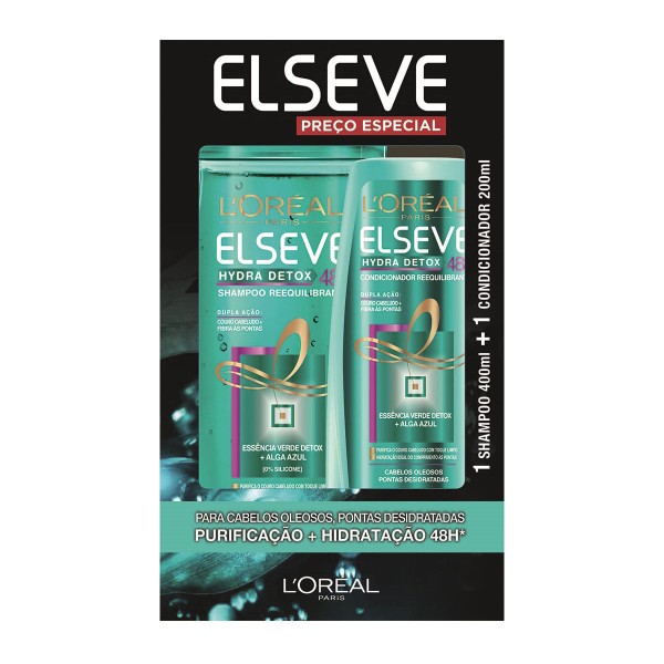 Shampoo Elseve Hydra Detox 48h Cabelos Oleosos 400ml + Condicionador Hydra Detox 48h Cabelos Oleosos 200ml