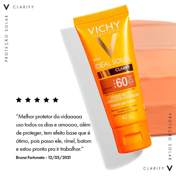Encontraproduto.com.br - Protetor Solar Vichy Idéal Soleil Clarify Cor Morena Fps60 40g