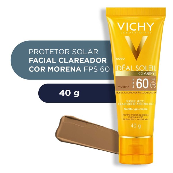 Encontraproduto.com.br - Protetor Solar Vichy Idéal Soleil Clarify Cor Morena Fps60 40g