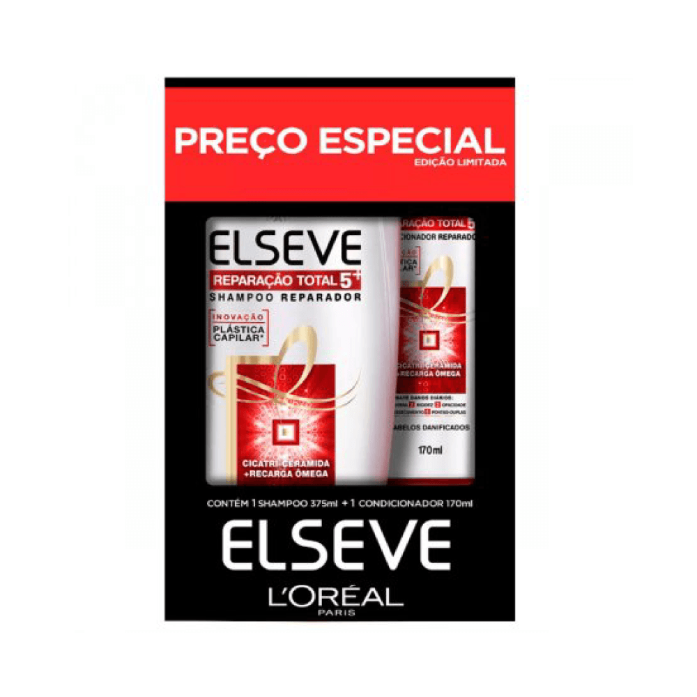 Conjunto Shampoo 375ml + Condicionador 170ml Elseve LOréal Reparação Total 5