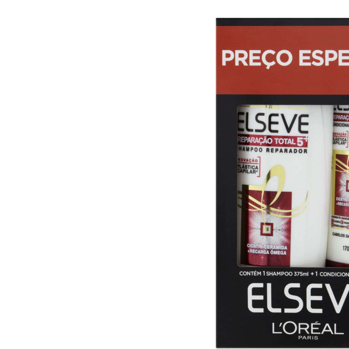 Encontraproduto.com.br - Conjunto Shampoo 375ml + Condicionador 170ml Elseve LOréal Reparação Total 5