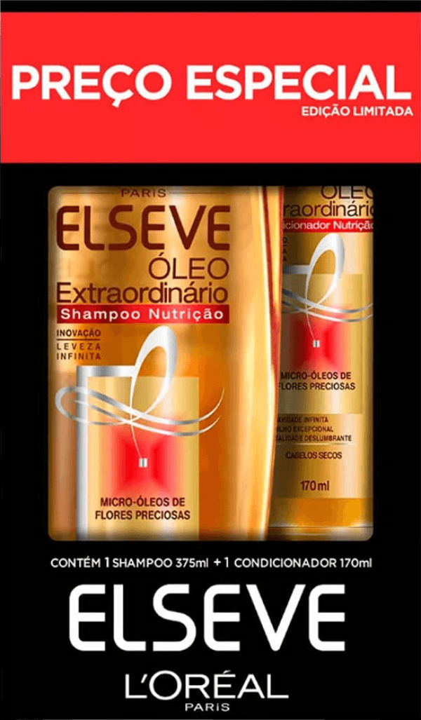 Shampoo 375ml e Condicionador 170ml Óleo Extraordinário Elseve