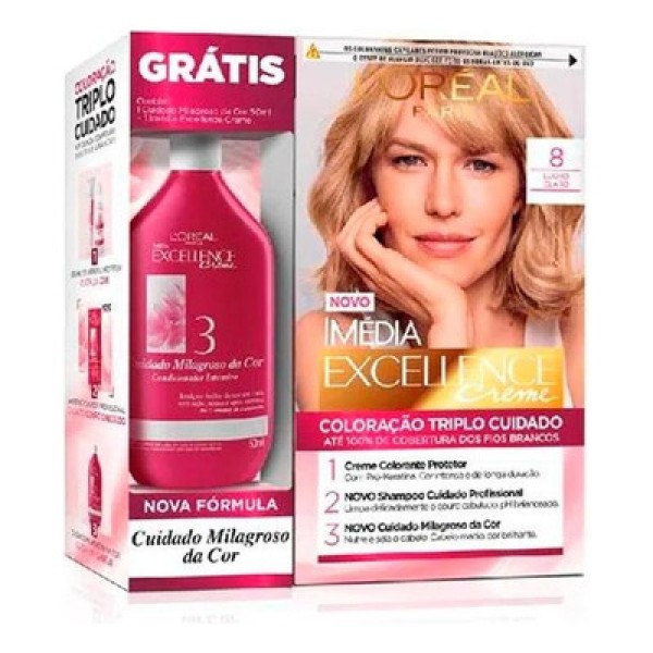 Tintura Permanente Loréal Paris Imédia Excellence 8.0 Louro Claro