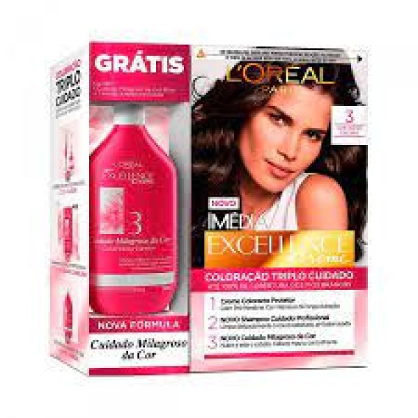 Encontraproduto.com.br - Tintura Permanente Loréal Paris Imédia Excellence 3.0 Castanho Escuro