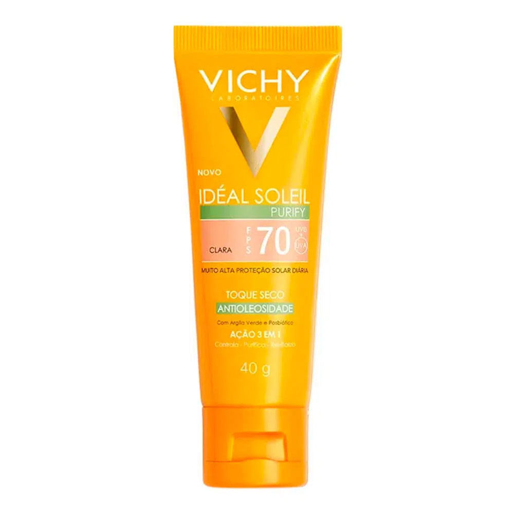 Encontraproduto.com.br - Vichy Protetor Solar Rosto FPS70 Ideal Soleil Purify Claro 40g