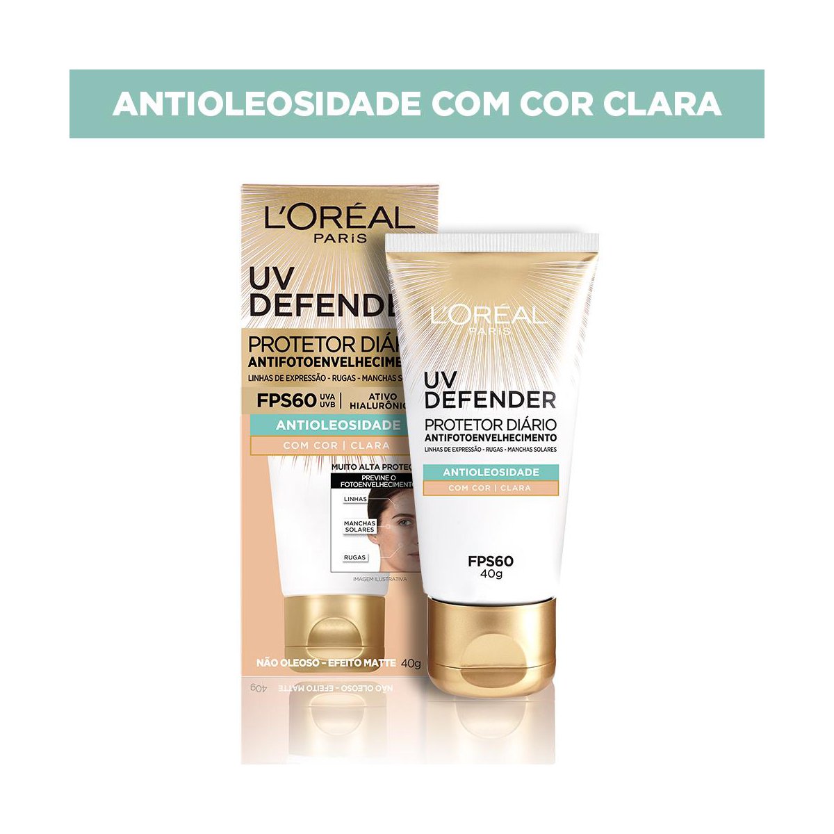 Encontraproduto.com.br - PROTETOR SOLAR LOREAL UV DEFEND CLARA FPS 60 40G