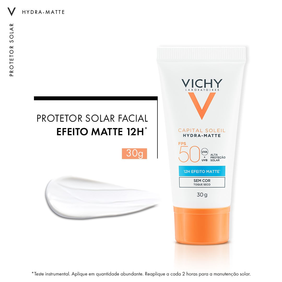 Encontraproduto.com.br - Protetor Solar Facial Vichy Capital Soleil Hydra-Matte FPS50 com 30g