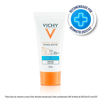 Encontraproduto.com.br - Protetor Solar Facial Vichy Capital Soleil Hydra-Matte FPS50 com 30g