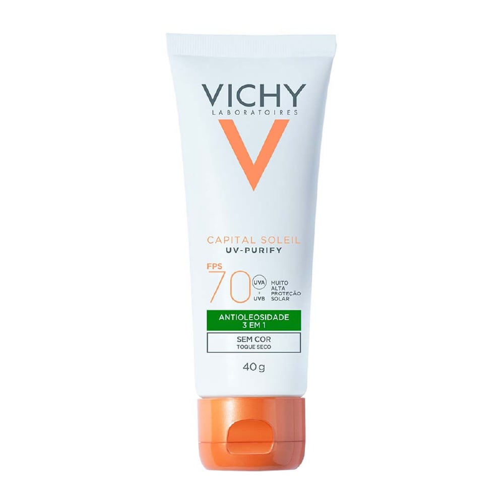 Encontraproduto.com.br - Protetor Solar Capital Vichy Soleil Purify 3 Em 1 F70 40g