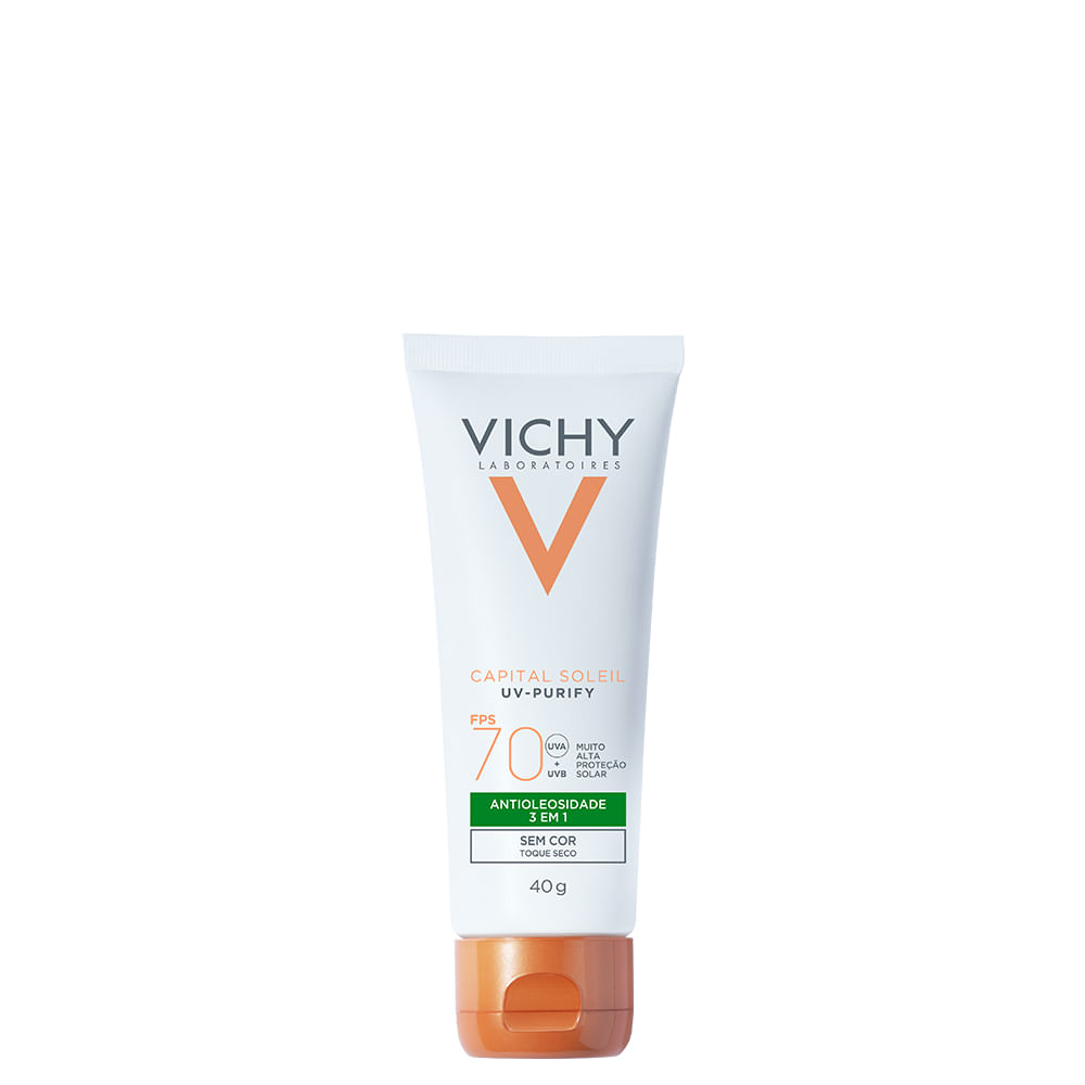 Encontraproduto.com.br - Protetor Solar Capital Vichy Soleil Purify 3 Em 1 F70 40g