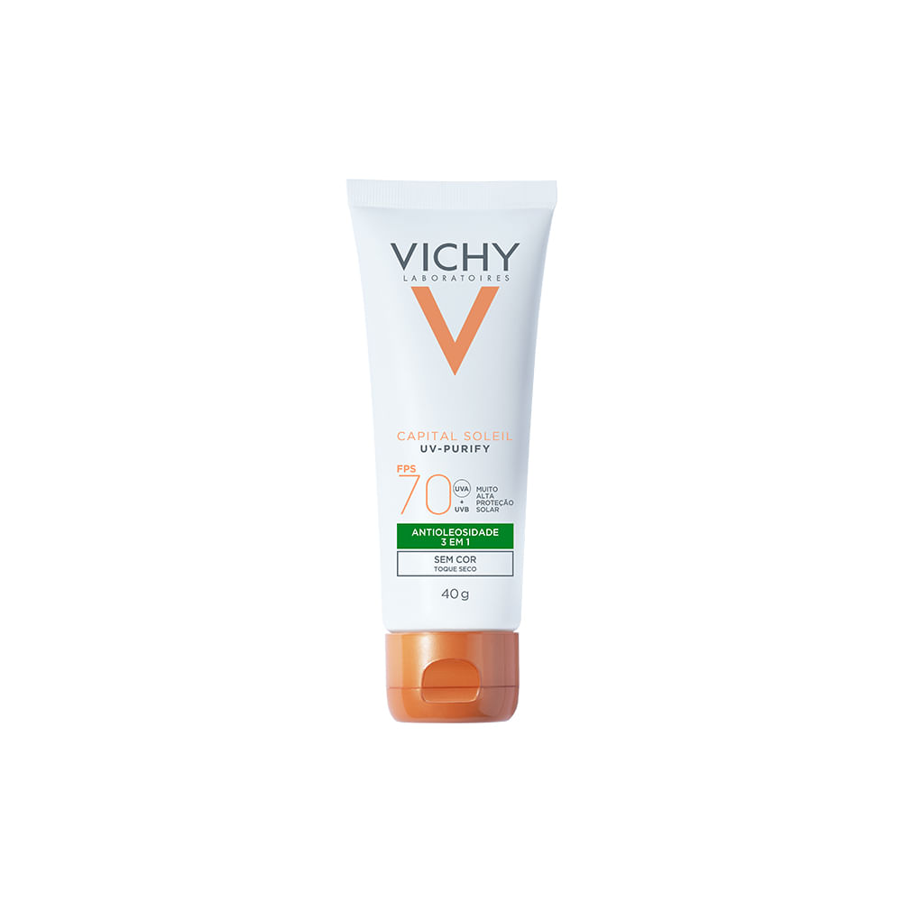 Encontraproduto.com.br - Protetor Solar Capital Vichy Soleil Purify 3 Em 1 F70 40g