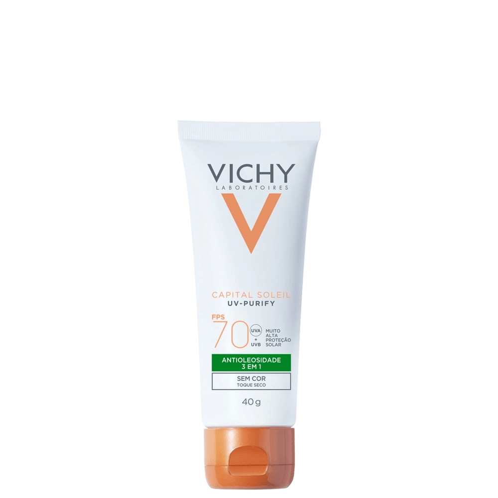 Encontraproduto.com.br - Protetor Solar Capital Vichy Soleil Purify 3 Em 1 F70 40g