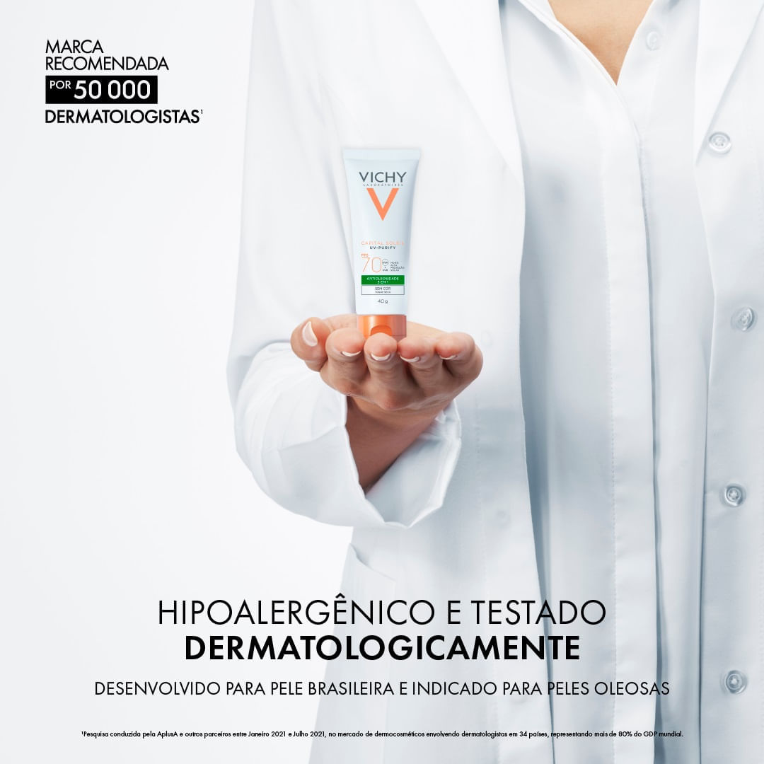Encontraproduto.com.br - Protetor Solar Capital Vichy Soleil Purify 3 Em 1 F70 40g