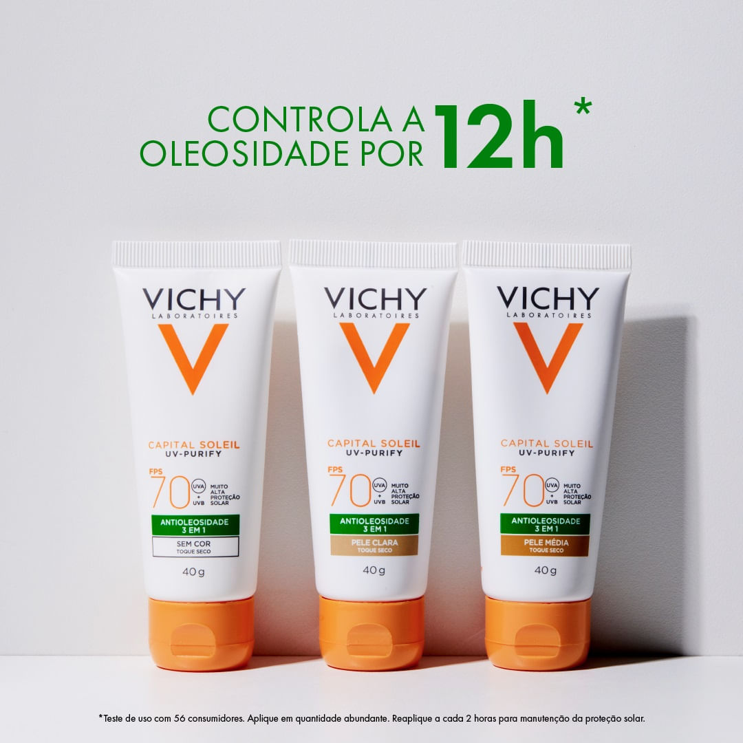 Encontraproduto.com.br - Protetor Solar Capital Vichy Soleil Purify 3 Em 1 F70 40g