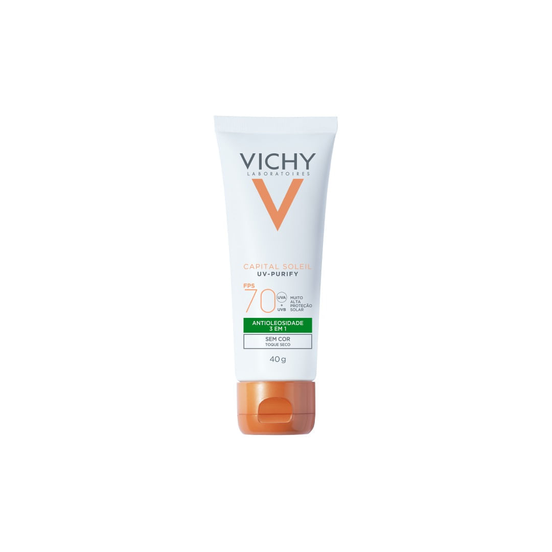 Encontraproduto.com.br - Protetor Solar Capital Vichy Soleil Purify 3 Em 1 F70 40g