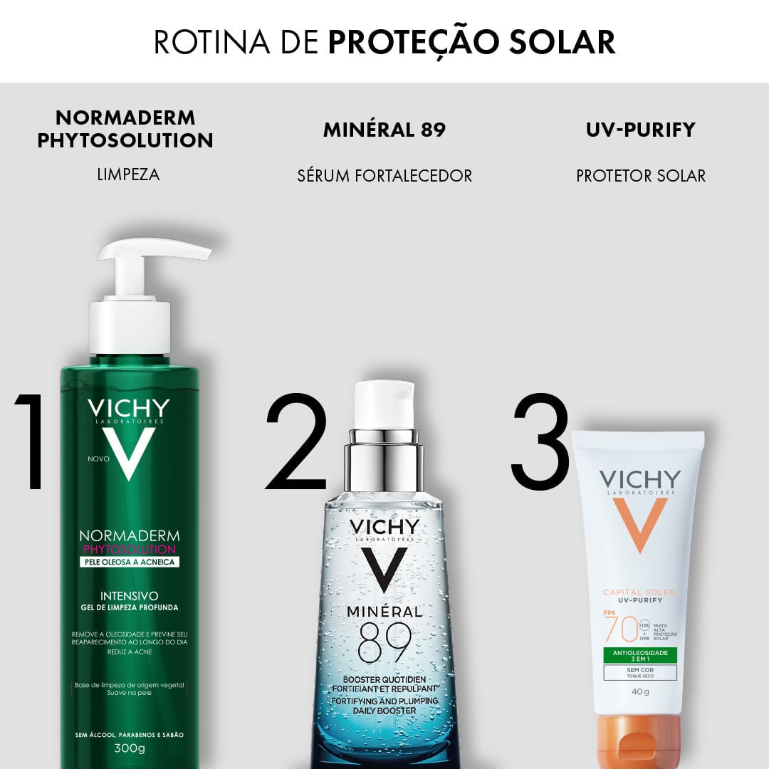 Encontraproduto.com.br - Protetor Solar Capital Vichy Soleil Purify 3 Em 1 F70 40g