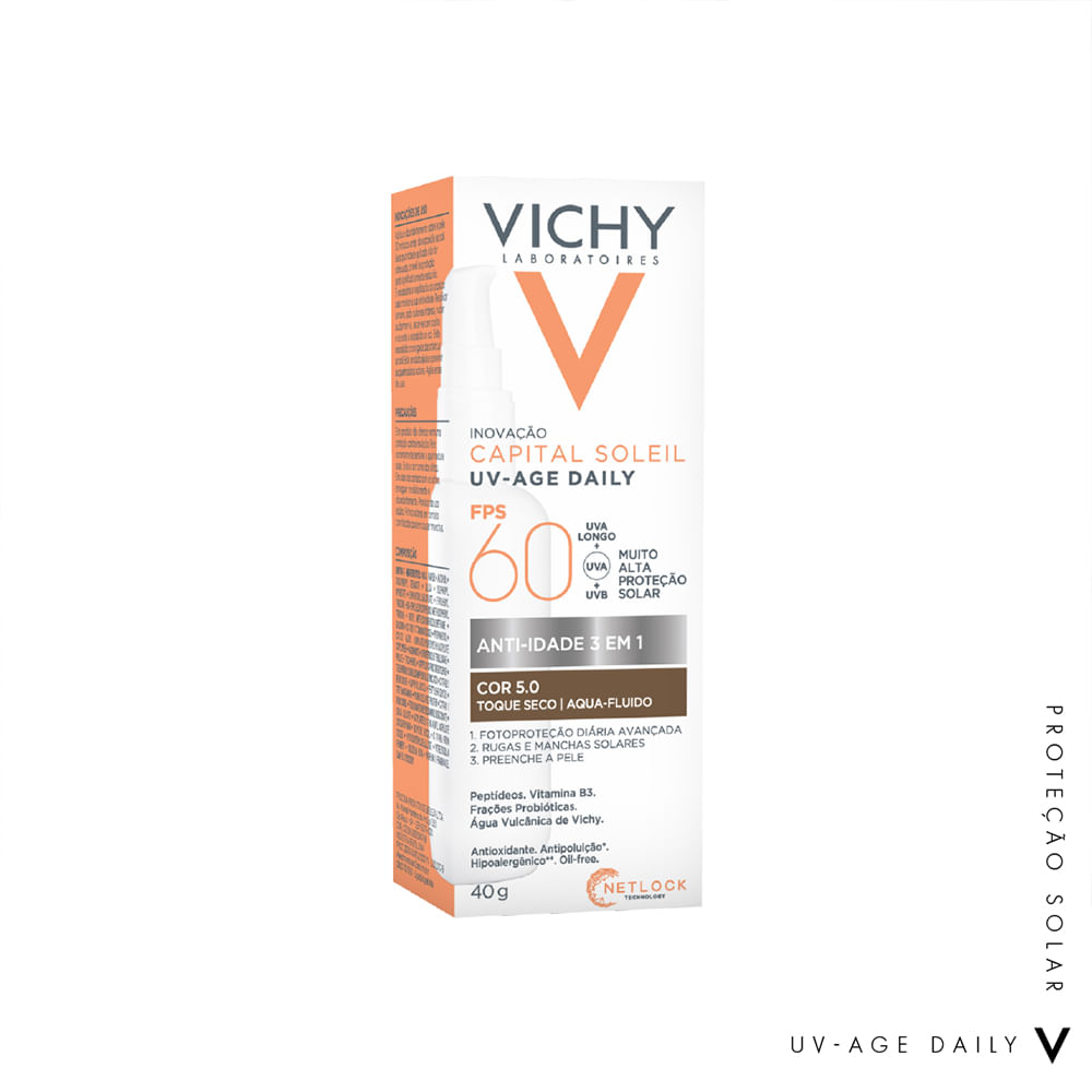 Encontraproduto.com.br - Vichy Protetor Solar Rosto FPS60 Capital Soleil UV Age Cor 5.0 40g