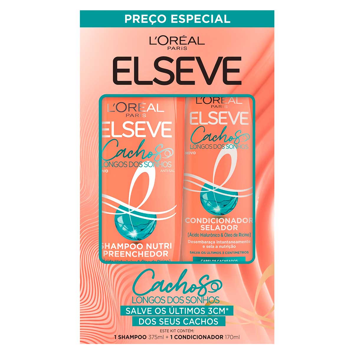 Encontraproduto.com.br - Kit Shampoo 375ml Condicionador 170ml Elseve Cachos Dos Sonhos